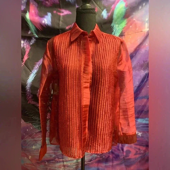 🤑Vintage red mesh button down - Picture 1 of 3